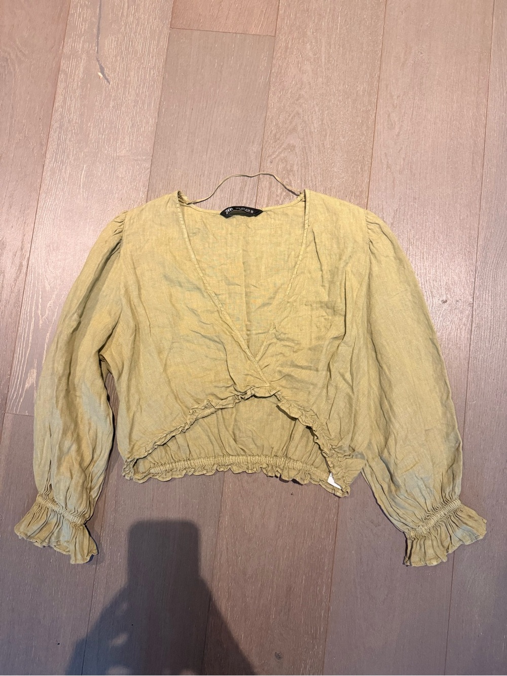 Lightweight Yellow Ruffle-Trim V-Neck Women's Top